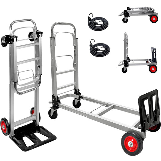 440 lbs Aluminum Folding Hand Truck 2 in 1 Design Heavy Duty Industrial Collapsible cart