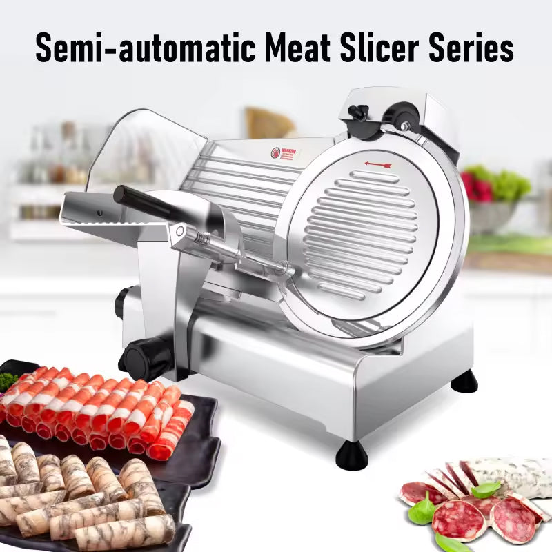 Meat Slicer Semi-Automatic Electric Deli Food Slicer Beef Fish Sausage Frozen Meat Slicer