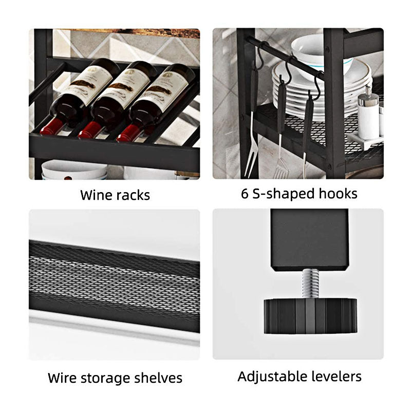 Kitchen Wine Bread Racks, Microwave Racks, Kitchen Shelves With Side Hooks, Kitchen Shelves With Storage Space, Wine Racks, Witchen Utility Storage Shelves
