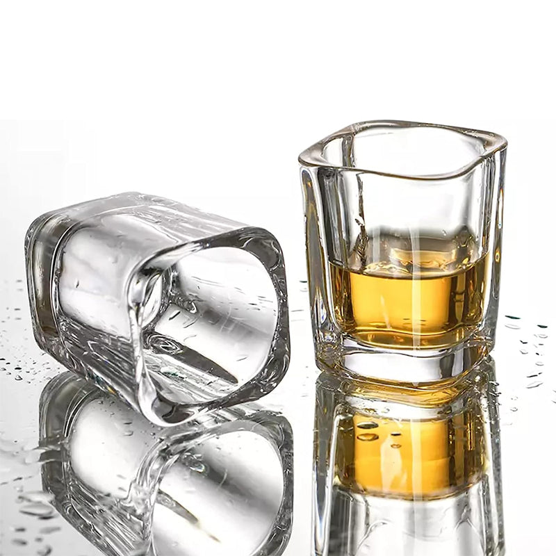 65ml/2.2oz Heavy Base Spirits Shot Glass Small Square Shot Glass for Vodka Whiskey Tequila
