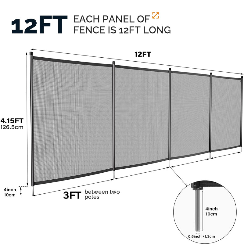 4 × 72 Ft Pool Fence Pool Safety Fencing DIY Installation Swimming Pool Fence Removable Child Safety Pool Fencing