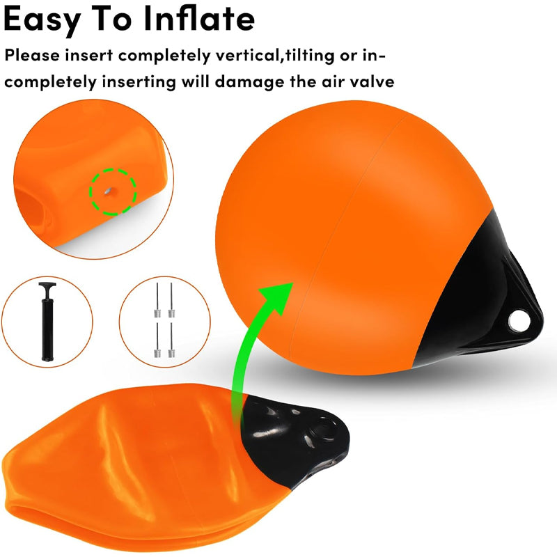 15" Boat Buoy Ball 2pcs Inflatable Boat Fender Vinyl Round Boat Mooring Buoy for Yachts Marinas Sailboats