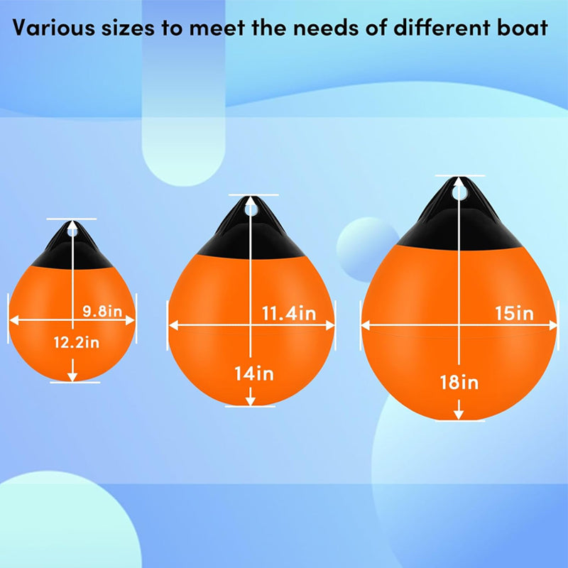 15" Boat Buoy Ball 2pcs Inflatable Boat Fender Vinyl Round Boat Mooring Buoy for Yachts Marinas Sailboats