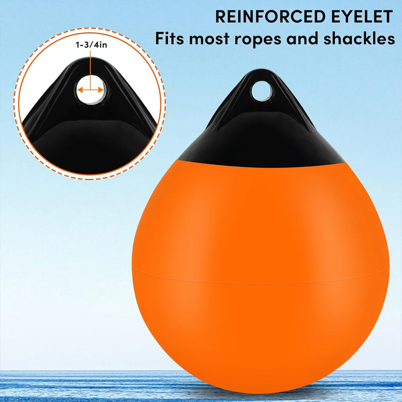 15" Boat Buoy Ball 2pcs Inflatable Boat Fender Vinyl Round Boat Mooring Buoy for Yachts Marinas Sailboats