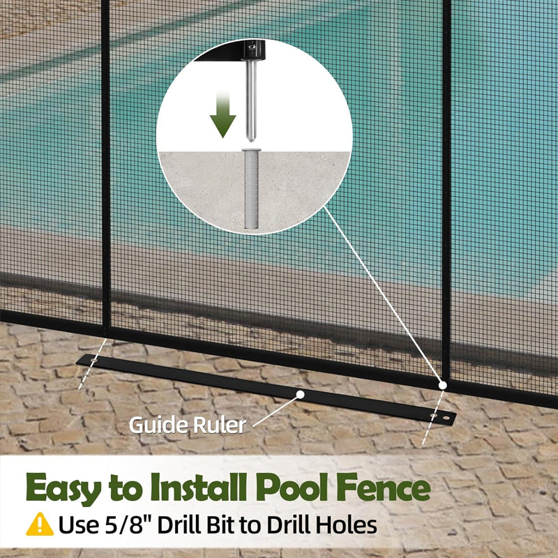 4 × 48 Ft Pool Fence Inground Pool Safety Fencing Removable Pool Fence for Kids and Pets