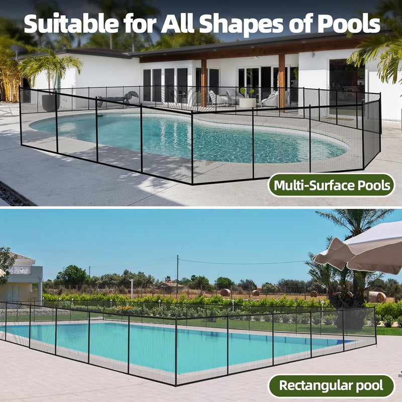 4 × 48 Ft Pool Fence Inground Pool Safety Fencing Removable Pool Fence for Kids and Pets