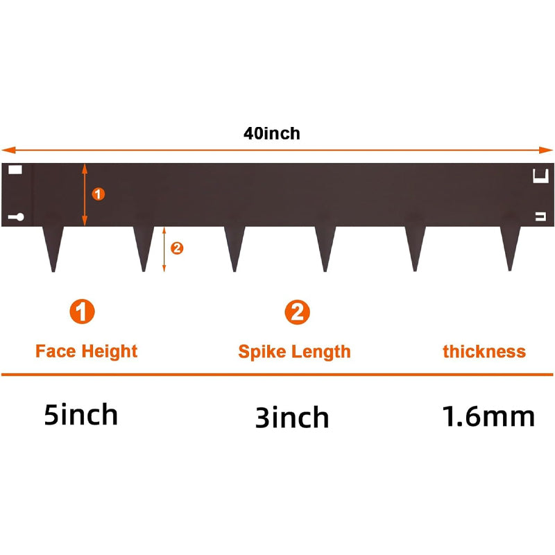 40" L × 8" H Steel Landscape Edging 5-pack 3" Spike Height Metal Landscape Edging for Yard Garden Lawn