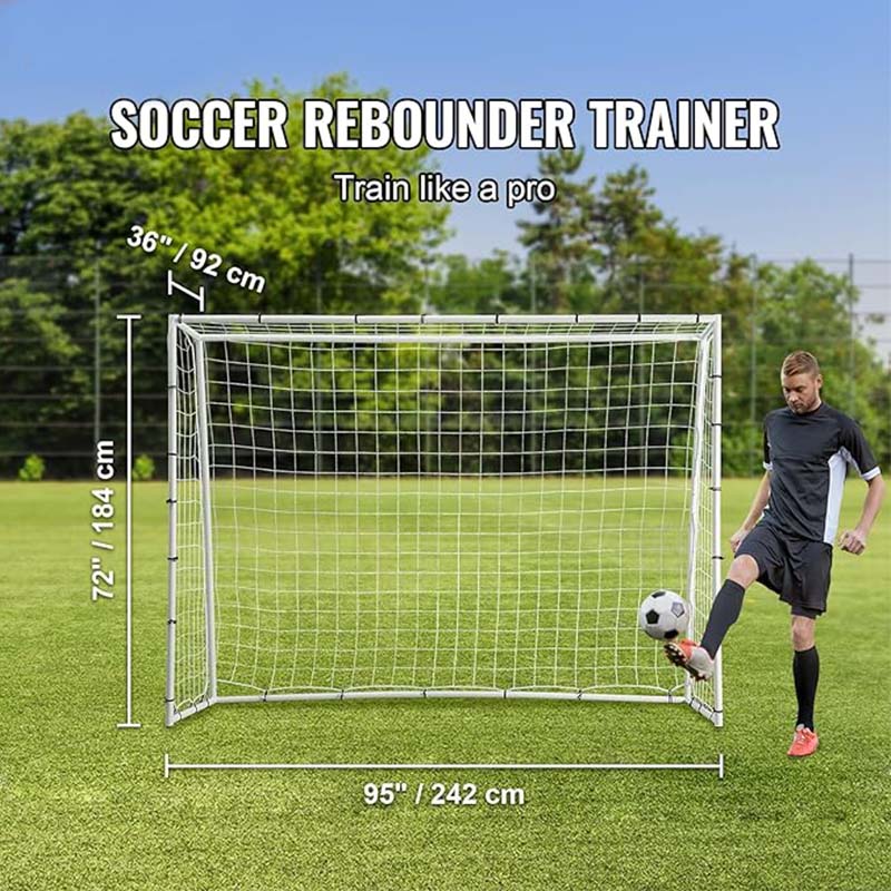 Soccer Rebound Net Rebounder, Fully Adjustable Angles Goal Net, Aids & Equipment for Kids Teens & All Ages, Easy Set Up & Perfect Storage