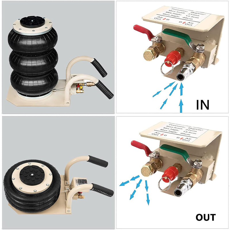 Short-Handle Air Jack 3 Ton/6600 lbs Pneumatic Jack Triple Bag Air Jack for Car SUV Lifting