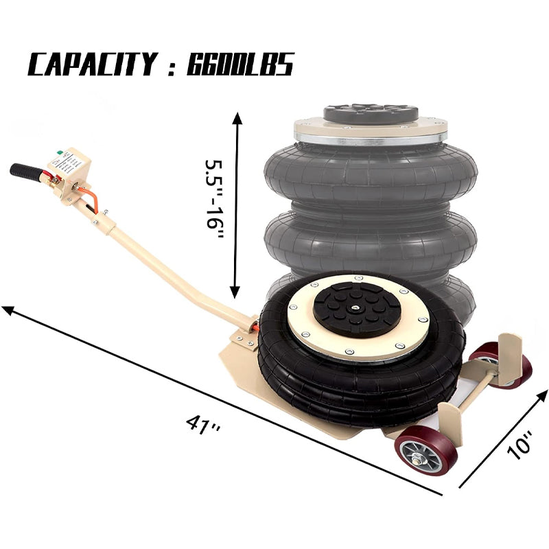 Long-Handle 3 Ton/6600 lbs Air Jack Cars Trucks Airbag Jack White Triple Bag Air Jack