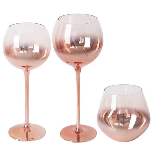 Rose Gold Wine Stemware Lead-Free Glass 470ml 330ml 600ml Premium Crystal Clear Glass