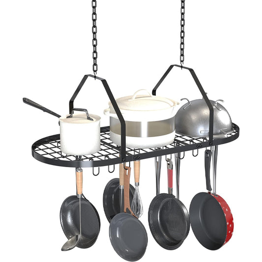 36 inch Ceiling Pot and Pan Rack Hanging Pot Rack with 20pcs Removable Hooks for Home Restaurant Kitchen