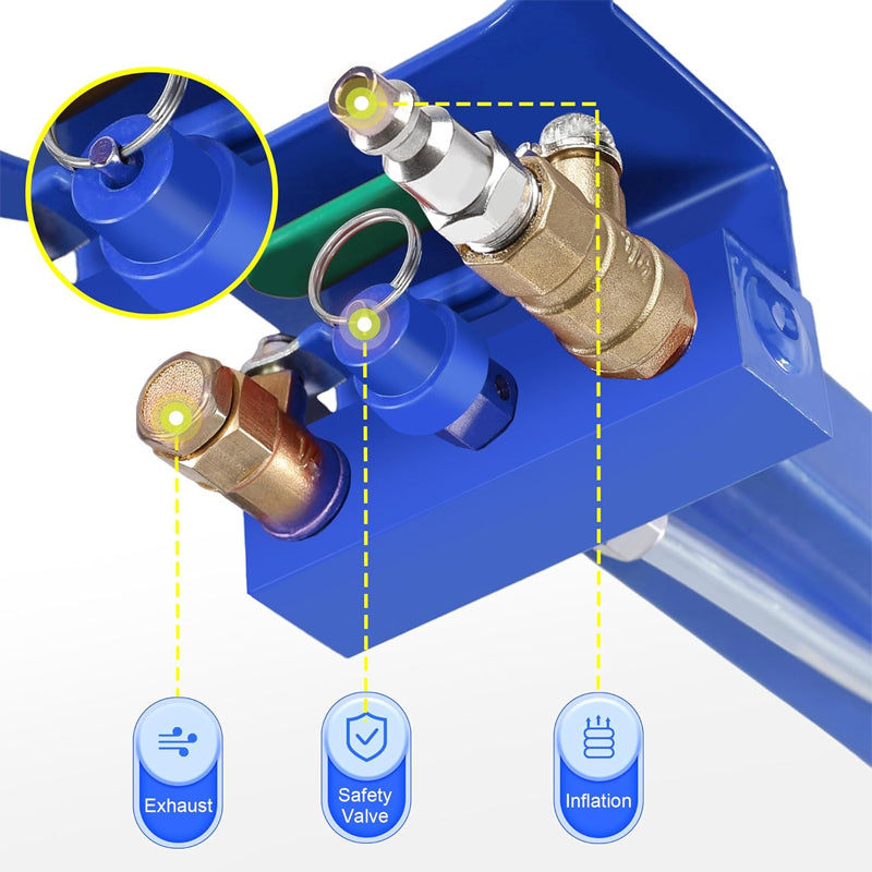 Blue 3 Ton/6600 lbs Air Jack Heavy-Duty Triple Bag Air Jack Pneumatic Jack with Adjustable Long Handle