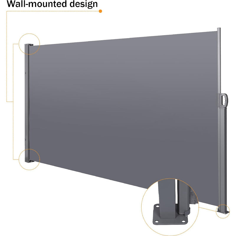 138" × 71" Retractable Side Awning UV Resistant and Waterproof Polyester Patio Privacy Screen