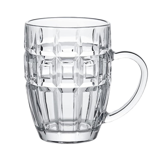 590ml/20oz Honeycomb Glass Beer Mug Lead-Free Glass with Handle and Heavy Base