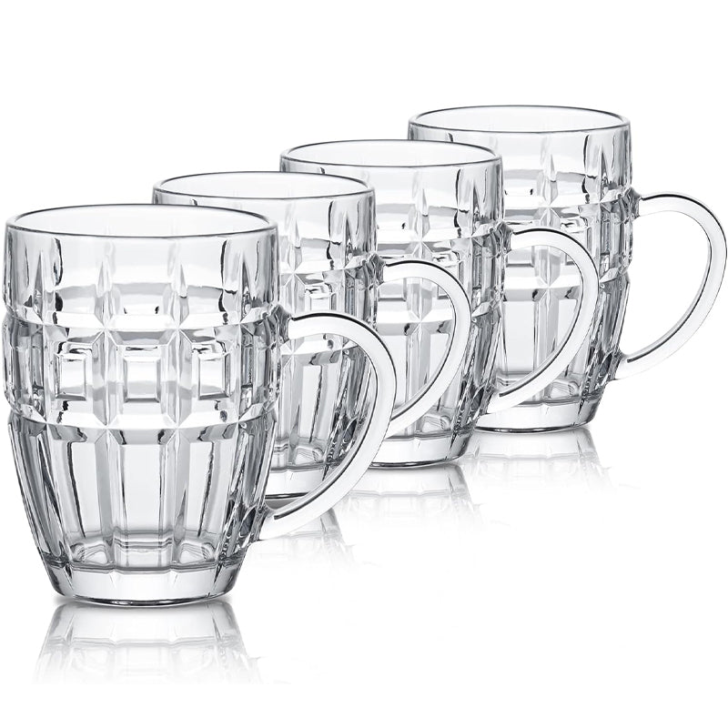 590ml/20oz Honeycomb Glass Beer Mug Lead-Free Glass with Handle and Heavy Base