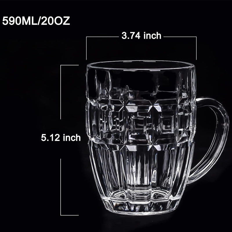 590ml/20oz Honeycomb Glass Beer Mug Lead-Free Glass with Handle and Heavy Base