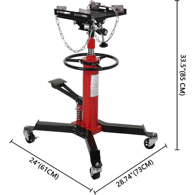 1/2 Ton/1100 lbs Transmission Jack Red Hydraulic Telescopic Transmission Jack 2 Stage with Foot Pedal