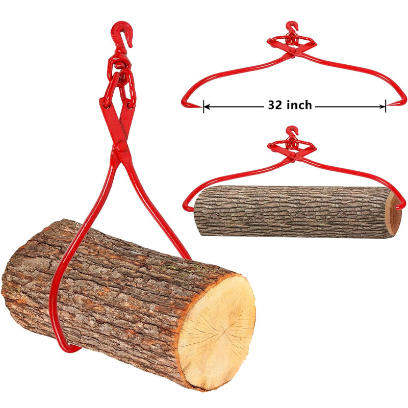 32 inch 2 Claw Log Grapple Log Lifting Tongs 1500 lbs Loading Capacity Log Handling Dragging Carrying Tool
