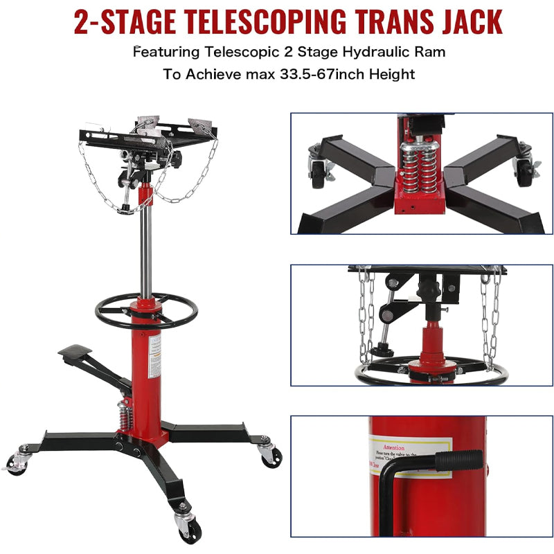 3/5 Ton/1322 lbs Transmission Jack 2 Stage Adjustable Hydraulic Transmission Jack Lift Hoist