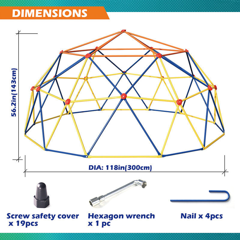 10FT Climbing Dome, Jungle Gym Supports 800LBS and Easy Assembly,3 to 9 Years Old, Outdoor and Indoor Play Equipment for Kids