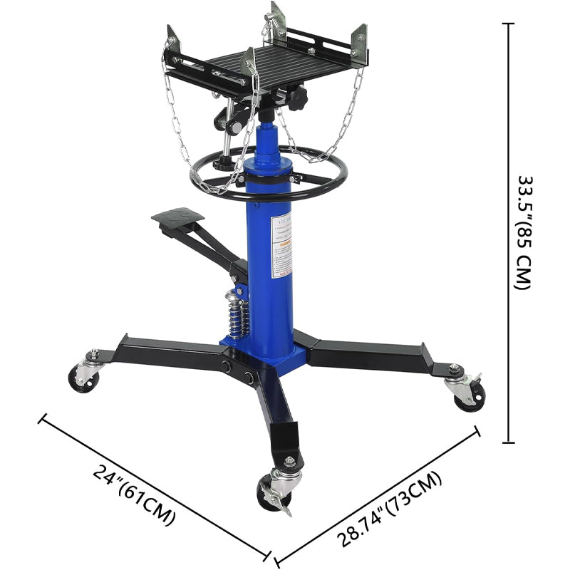 Blue Transmission Jack 3/5 Ton/1322 lbs Capacity with 360° Swivel Wheel for Garage/Shop Lift Hoist