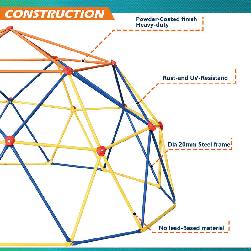 10FT Climbing Dome, Jungle Gym Supports 800LBS and Easy Assembly,3 to 9 Years Old, Outdoor and Indoor Play Equipment for Kids