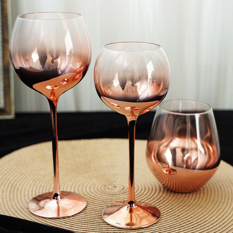 Rose Gold Wine Stemware Lead-Free Glass 470ml 330ml 600ml Premium Crystal Clear Glass