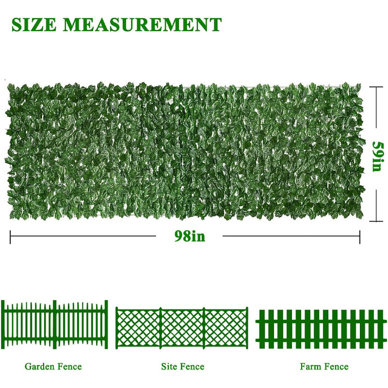 59" × 98" Artificial Ivy Privacy Fence Screen UV-Proof Faux Hedges Vine Leaf Decoration