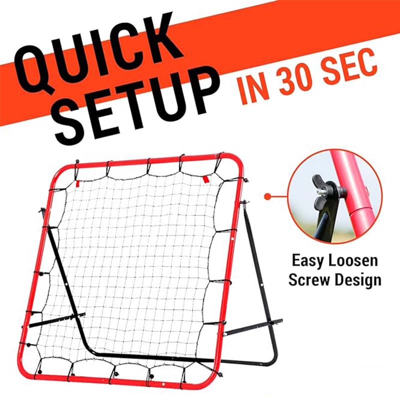 Soccer Rebound Net Rebounder, Fully Adjustable Angles Goal Net, Aids & Equipment for Kids Teens & All Ages, Easy Set Up & Perfect Storage