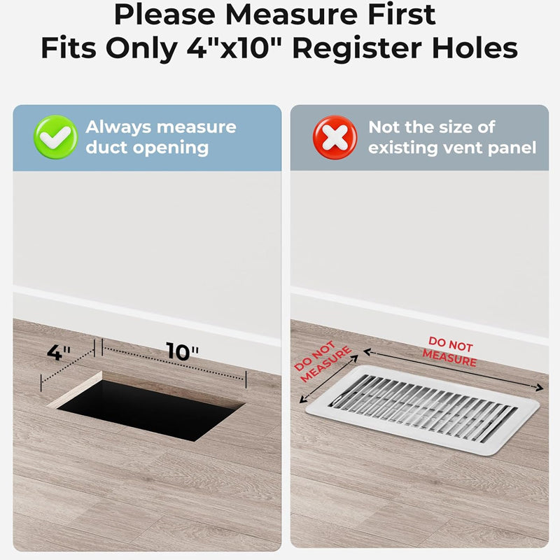 4" x 10" Register Booster Fan Divergent Grille AC Vent Booster Fan Register Hole Control Heating Cooling