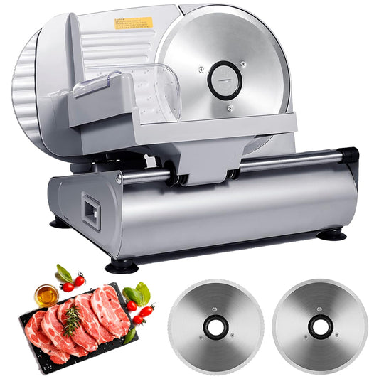 7.5" Electric Deli Food Slicer 200W Meat Slicer with Two Removable Stainless Steel Blades and Pusher