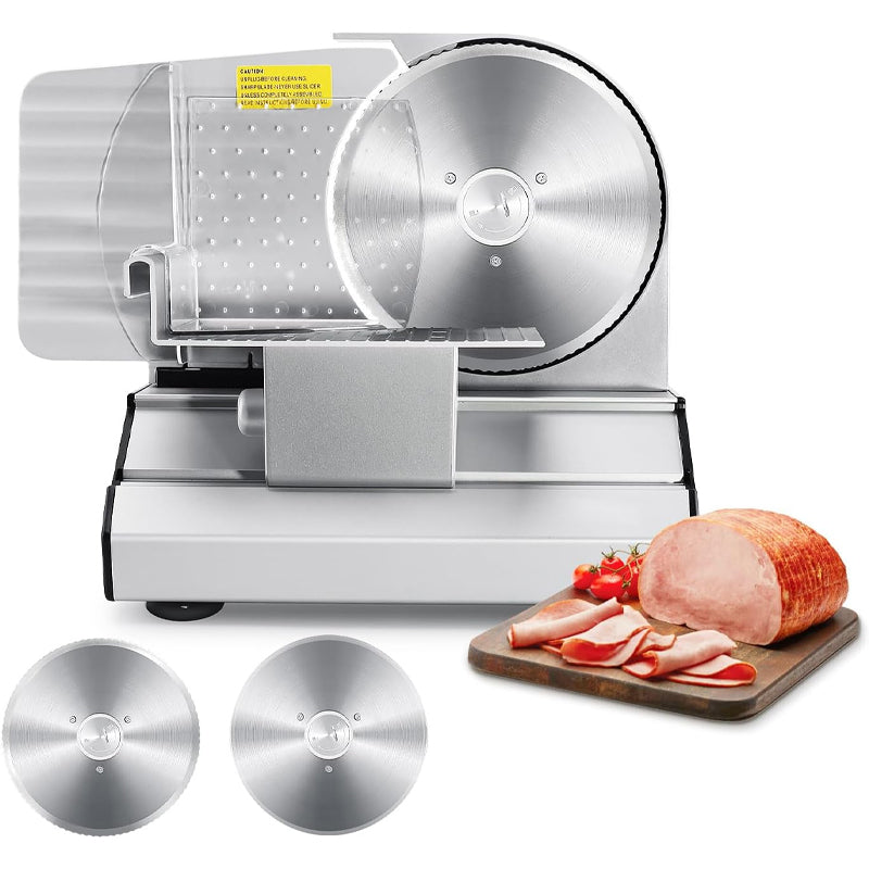 Electric Meat Slicer with Two 7.5" Stainless Steel Blades Adjustable Thickness Deli Food Slicer