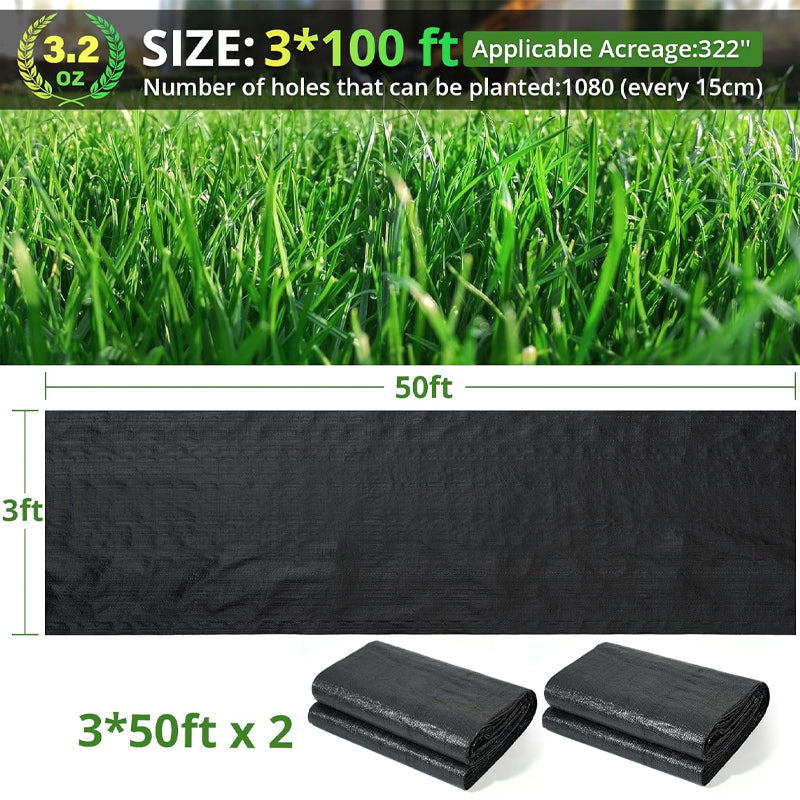 3FT × 100FT 3.2OZ Weed Barrier Landscape Fabric Ground Cover Driveway Fabric Weed Blocker Weed Mat