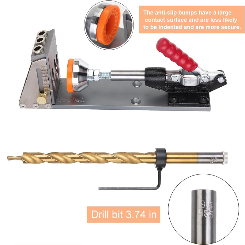 Pocket Hole Jig Kit All-Metal Pocket Screw Jig Professional Woodworking Dowel Jig Kit