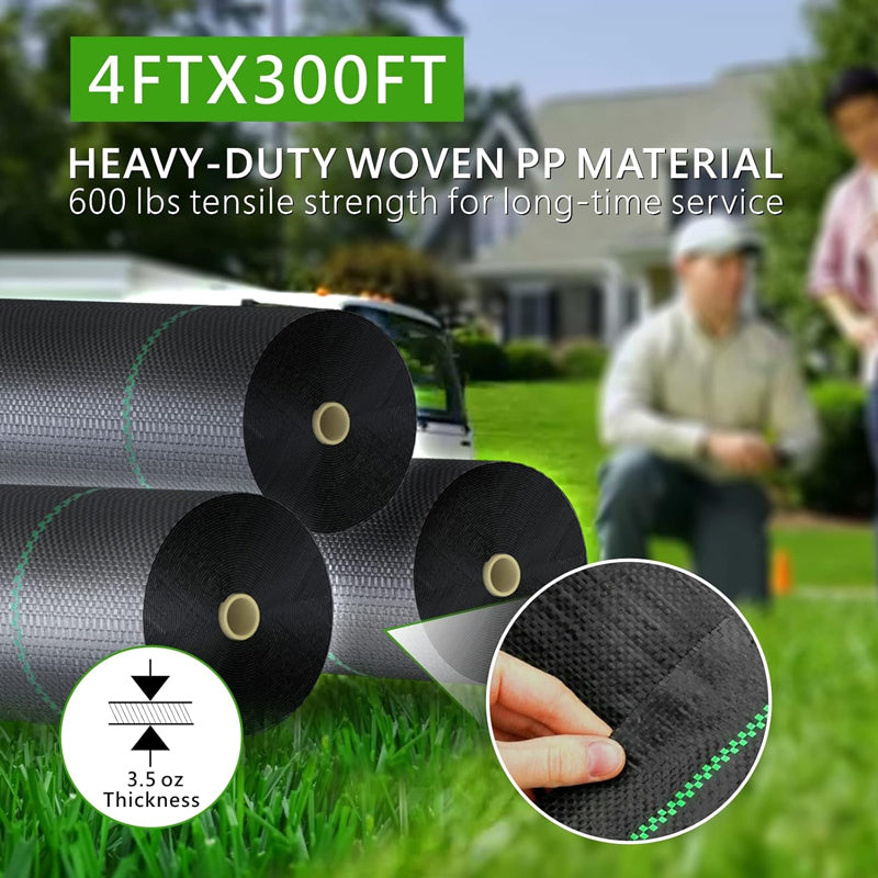 4FT × 300FT 3.5oz PP Weed Barrier Landscape Fabric Ground Cover Heavy Duty Premium Fabric