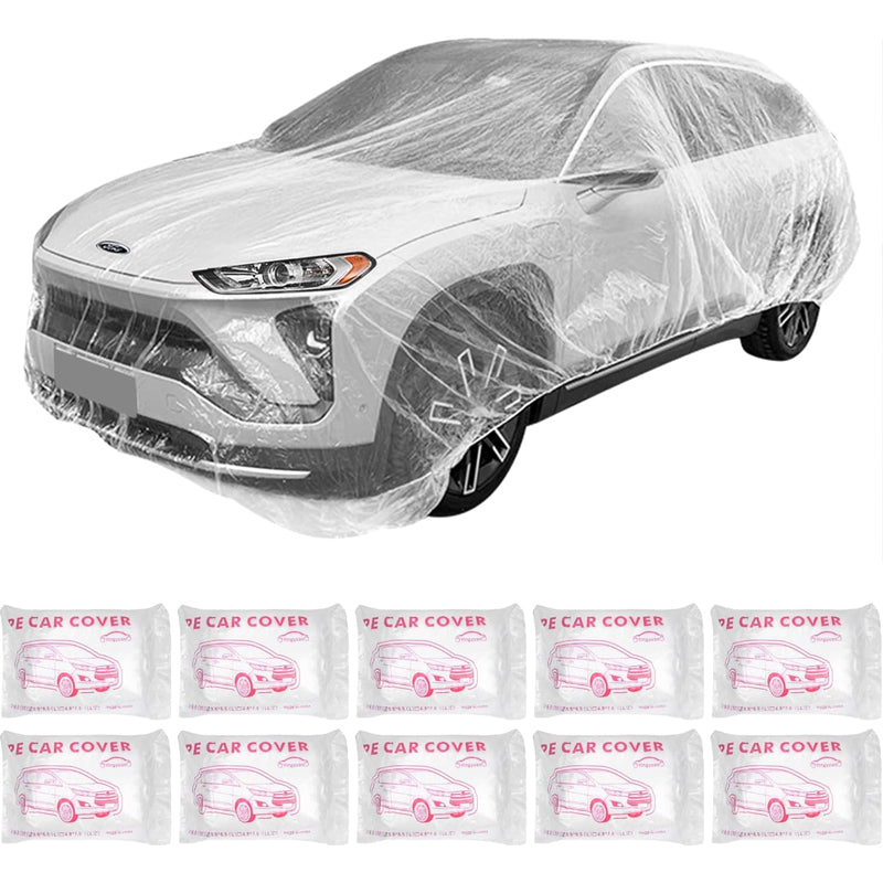 22'x12' Clear Plastic Car Cover 10PCS Universal Disposable Car Cover Waterproof Dustproof Protective Cover