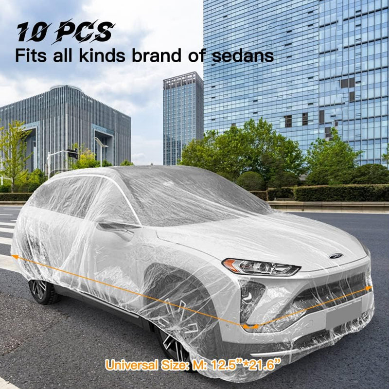 22'x12' Clear Plastic Car Cover 10PCS Universal Disposable Car Cover Waterproof Dustproof Protective Cover