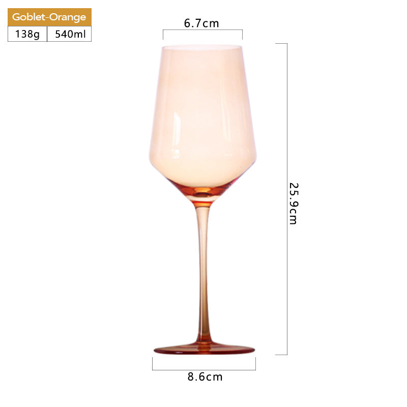 540ml Lead-Free Glass Wine Stemware Multicolor Champagne Glasses Blown Glassware