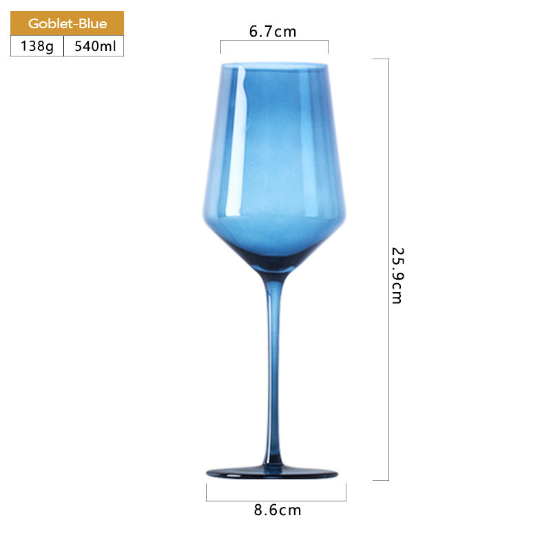 540ml Lead-Free Glass Wine Stemware Multicolor Champagne Glasses Blown Glassware