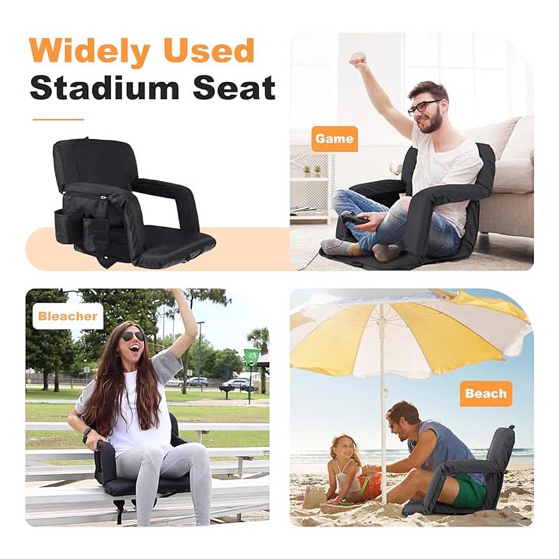 Folding Stadium Seat, Wide Bleacher Seat Backs, Folding Padded Cushion Stadium Chair,Ideal for Sport Event Beach Concert