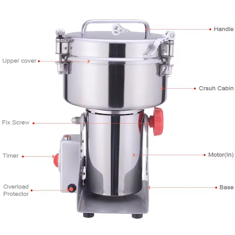 Swing Type Electric Food Grinder Machine 1000G Commercial Spice Grinder