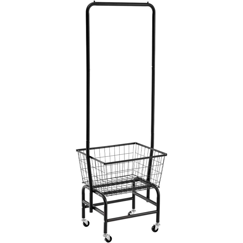 Wire Laundry Cart with Clothes Rack Rolling Laundry Butler with Wire Storage Rack with Casters