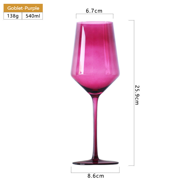 540ml Lead-Free Glass Wine Stemware Multicolor Champagne Glasses Blown Glassware