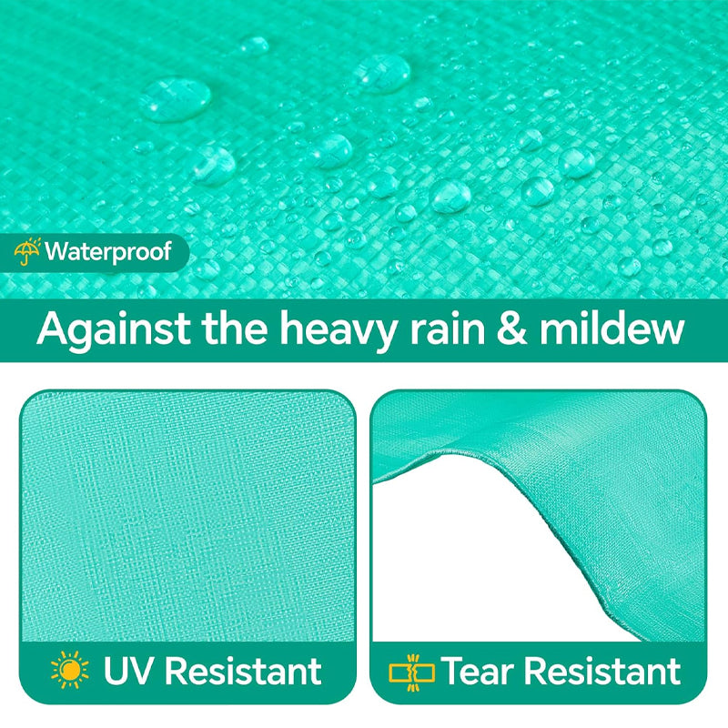 12 x 16FT Tarp Waterproof 15 Mil Green Poly Tarp UV Resistant Greenhouse Tarp for Garden Outdoor Yard