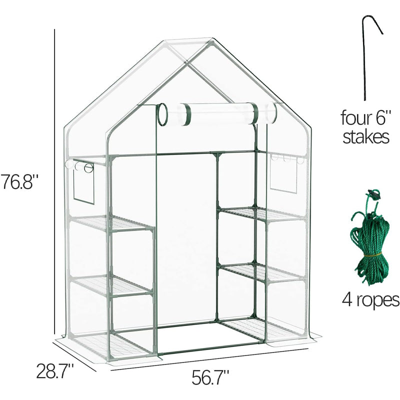 6.4x4.7x2.4FT Walk in Greenhouse with Roll-Up Zipper Outdoor Portable Greenhouse Waterproof Green House