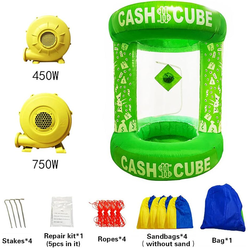 Inflatable Cash Cube with 450W+750W Blowers Quick Inflated Cash Cube for Promotion Events