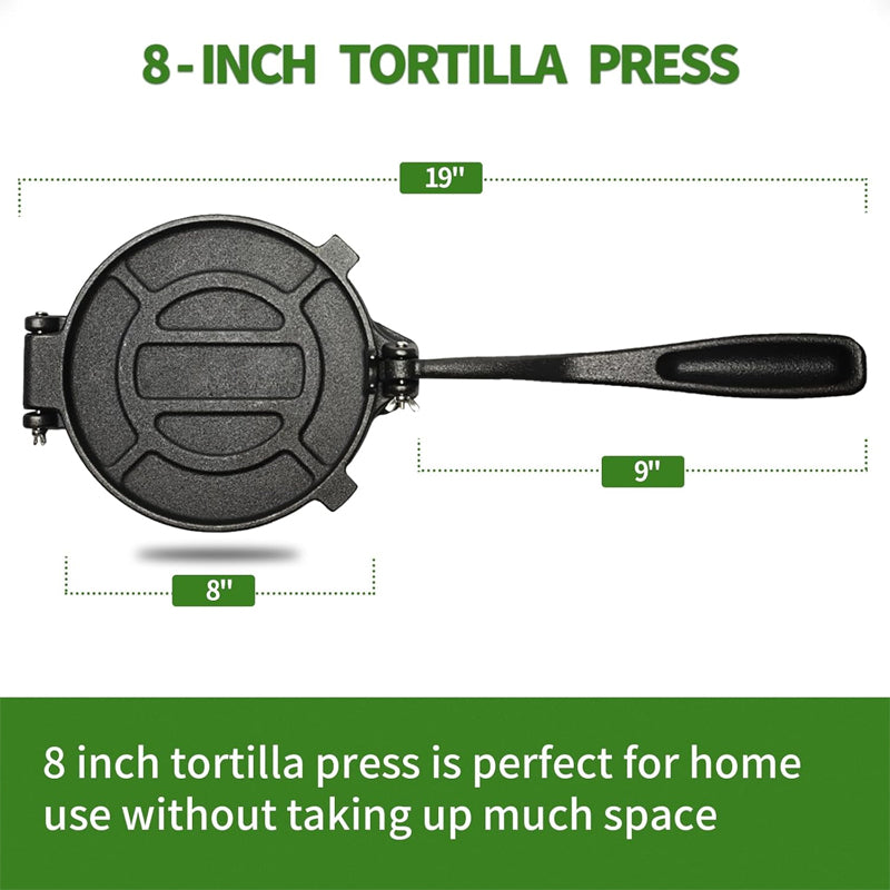 8 Inch Cast Iron Tortilla Press with 100 pcs Parchment Paper Pataconera Press Tortilla Maker