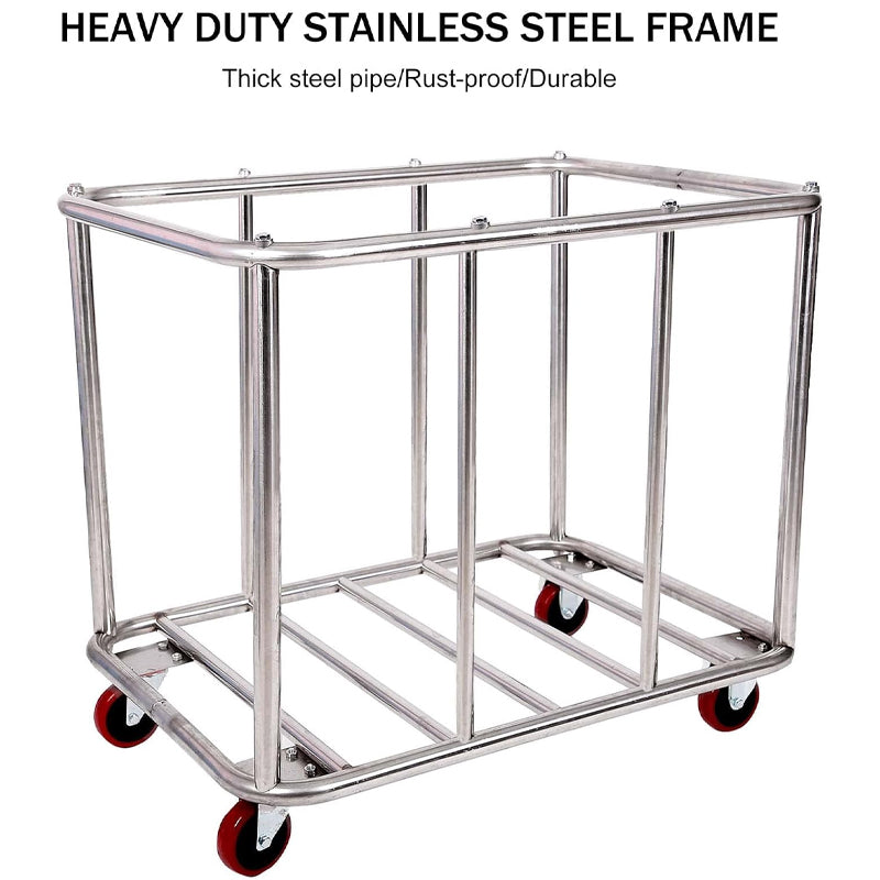 12 Bushel Stainless Steel Basket Truck 260 lbs Laundry Cart for Laundry Organizer and Storage