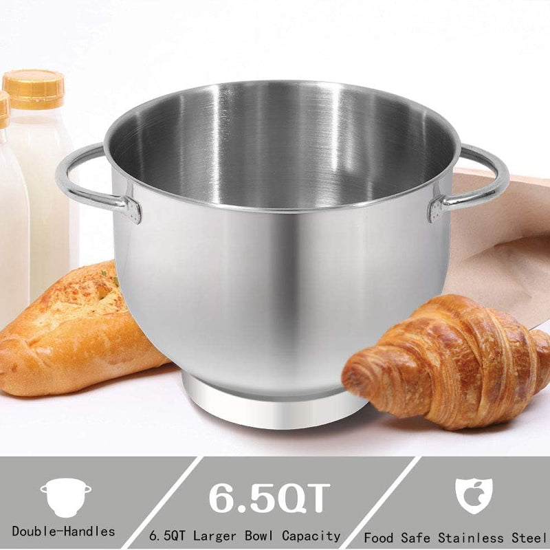 660W Stand Mixer 6.5QT Kitchen Electric Mixer 6-Speed Tilt-Head Dough Mixer with Dough Hook Wire Whip Beater